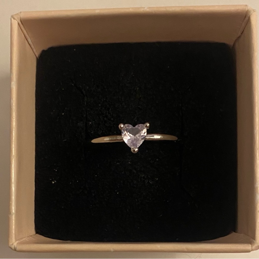Silver Plated Zircon Heart Ring